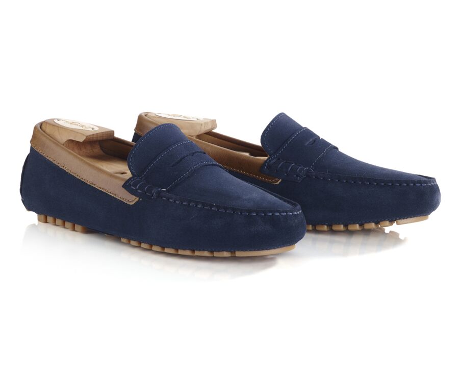 Mocassin été homme Velours Navy Bordure Châtaigne - FERGUSON
