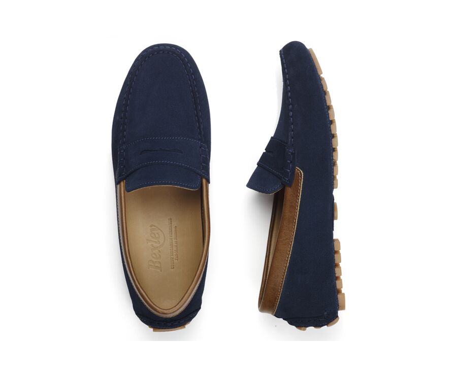 Mocassin été homme Velours Navy Bordure Châtaigne - FERGUSON