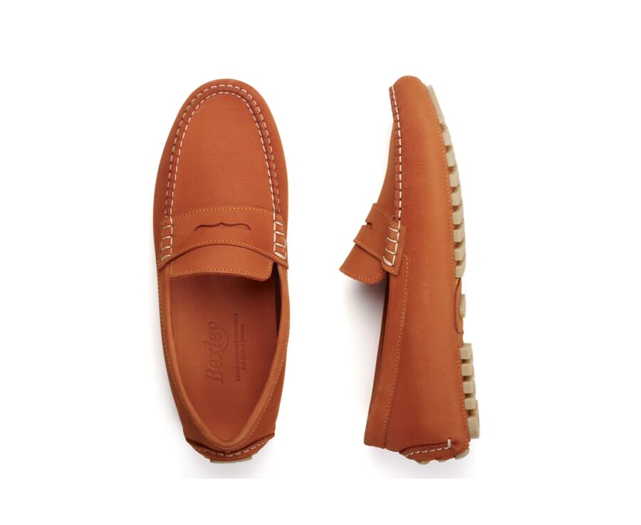 Mocassin été homme Nubuck Orange Foncé - FERGUSON