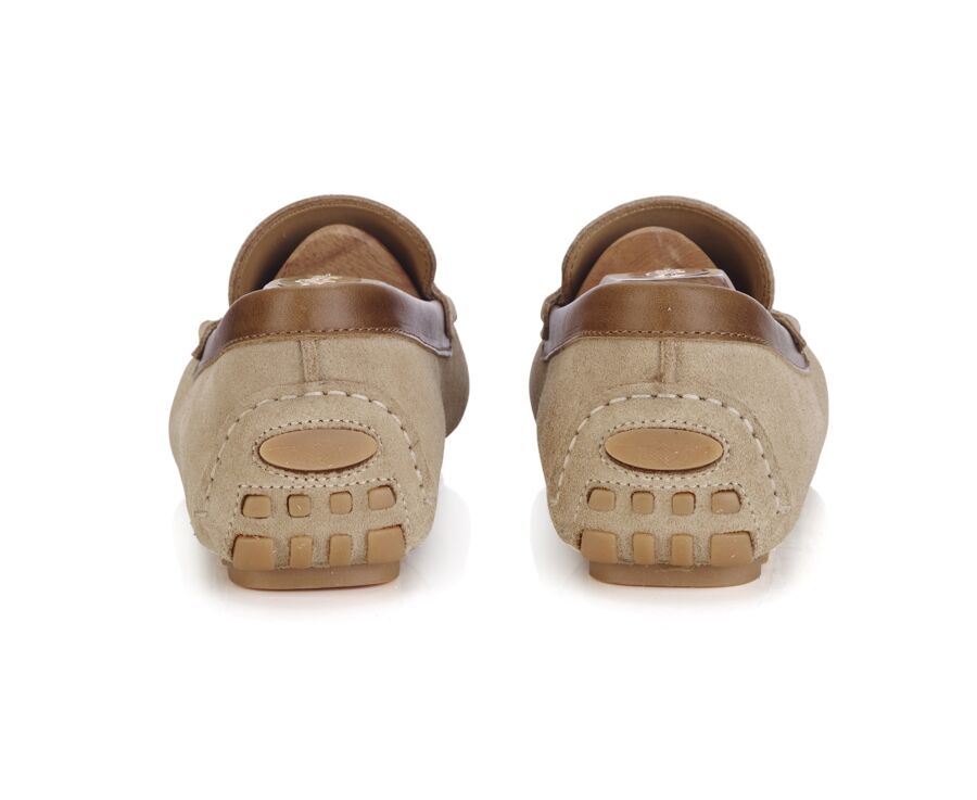 Mocassin été homme Velours Beige Bordure Châtaigne - FERGUSON