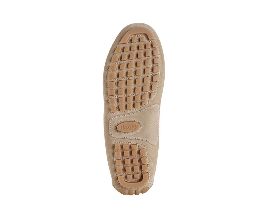Mocassin été homme Velours Beige Bordure Châtaigne - FERGUSON