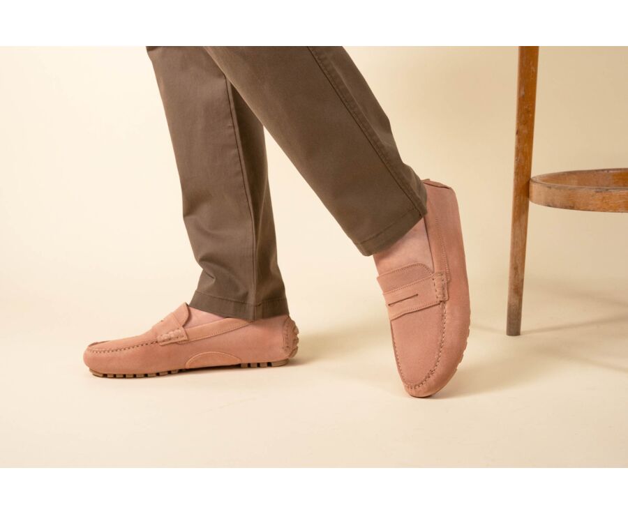 Mocassin été homme Velours Rose - FERGUSON