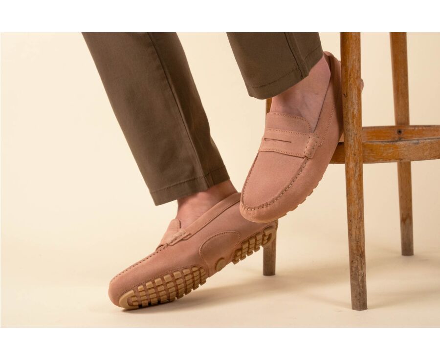 Mocassin été homme Velours Rose - FERGUSON