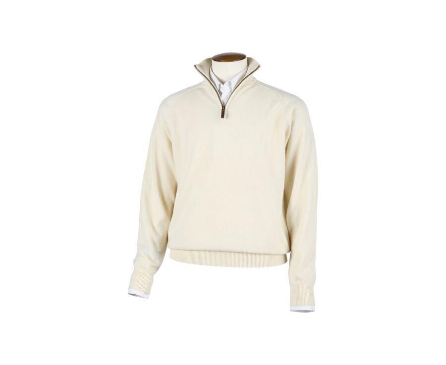 Pull homme laine col zippé Écru - KENNETH
