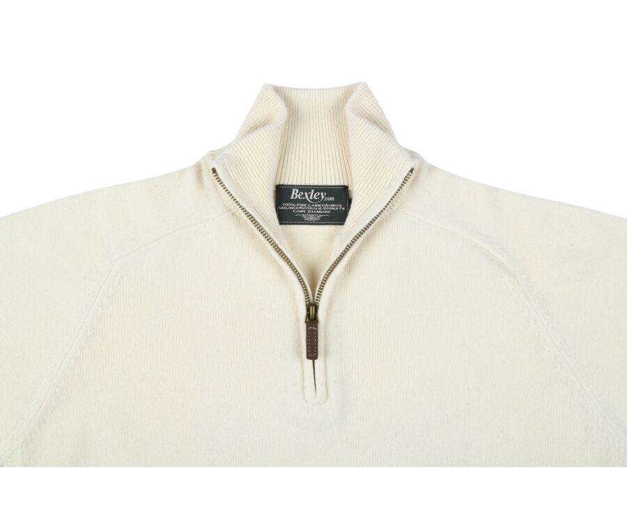 Pull homme laine col zippé Écru - KENNETH