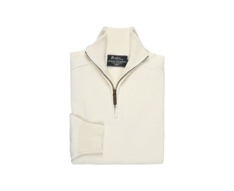Pull homme laine col zippé Écru - KENNETH