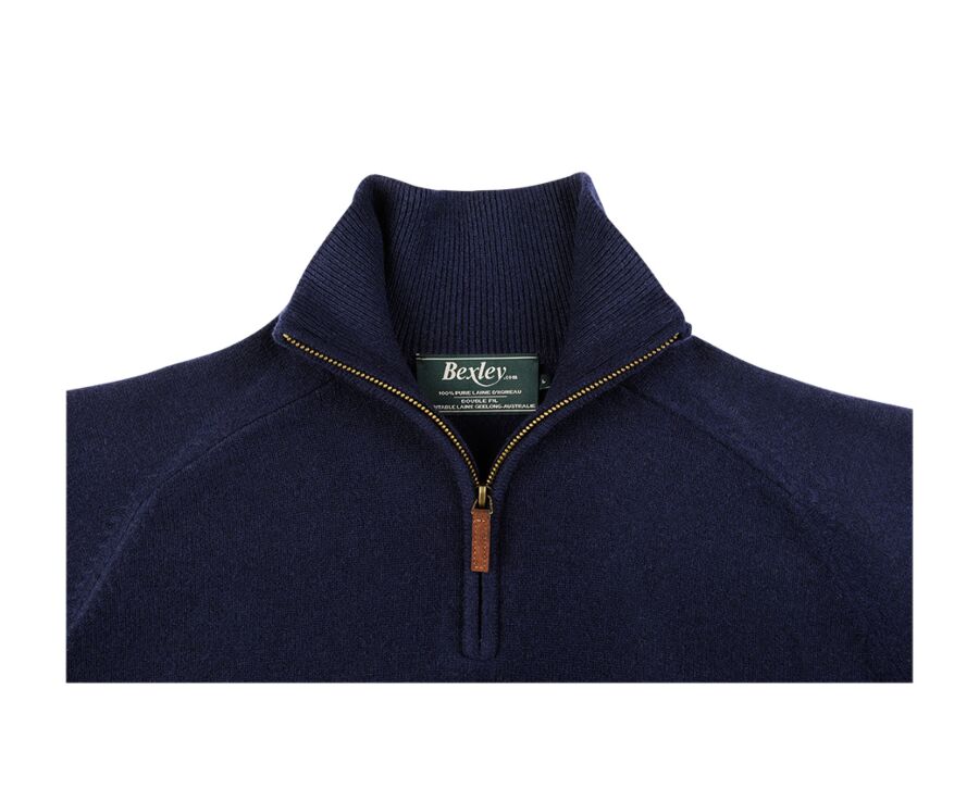 Pull col zippé homme laine Navy - KENNETH