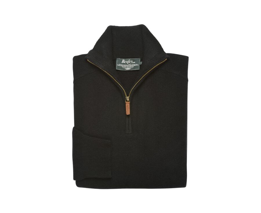 Pull homme laine col zippé Noir - KENNETH