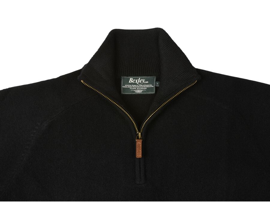 Pull homme laine col zippé Noir - KENNETH