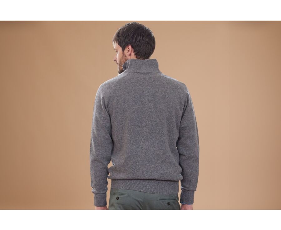 Pull col zippé homme laine Gris Chiné - KENNETH