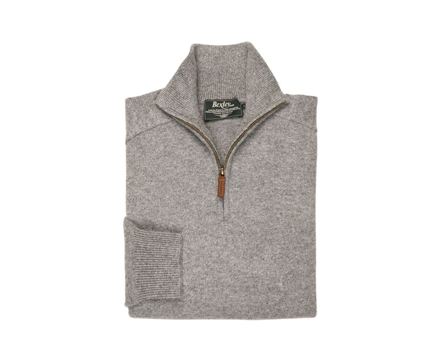 Pull col zippé homme laine Gris Chiné - KENNETH