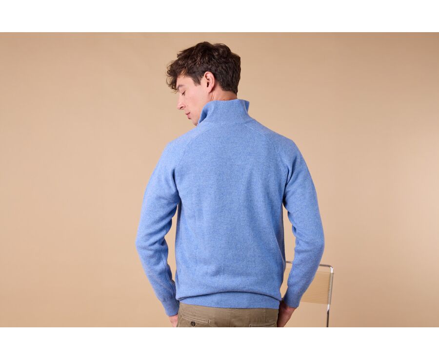 Pull col zippé homme Bleu Chiné - KENNETH