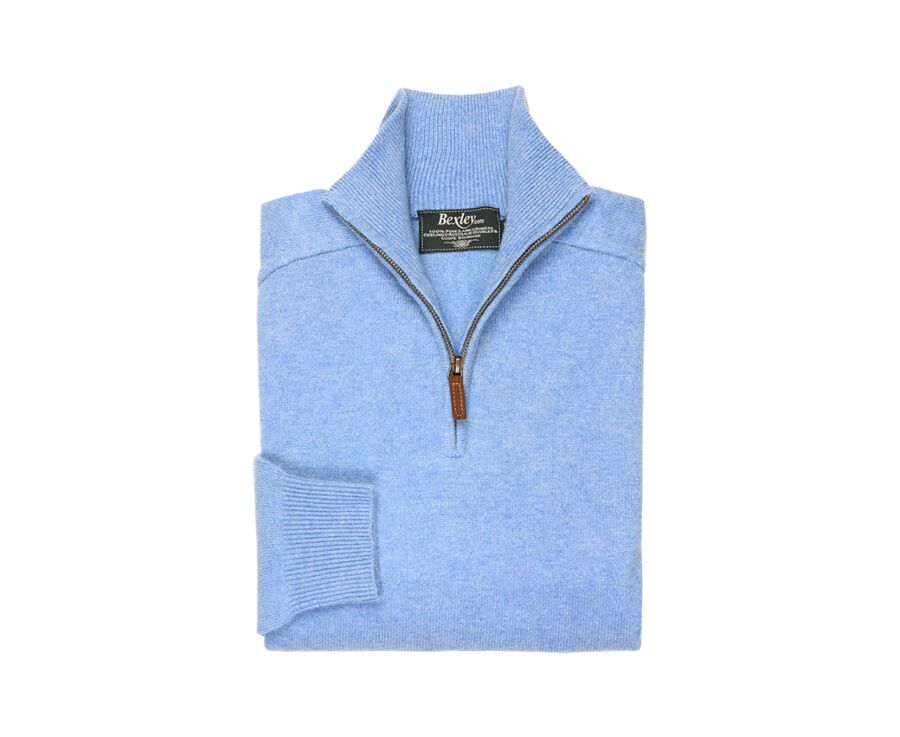 Pull col zippé homme Bleu Chiné - KENNETH