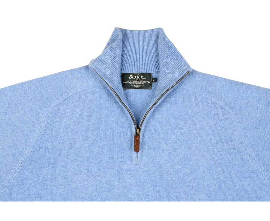 Pull col zippé homme Bleu Chiné - KENNETH