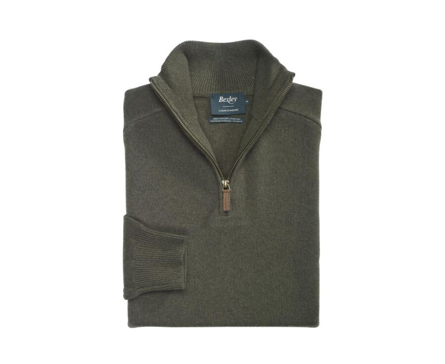 Pull homme laine col zippé Vert - KENNETH