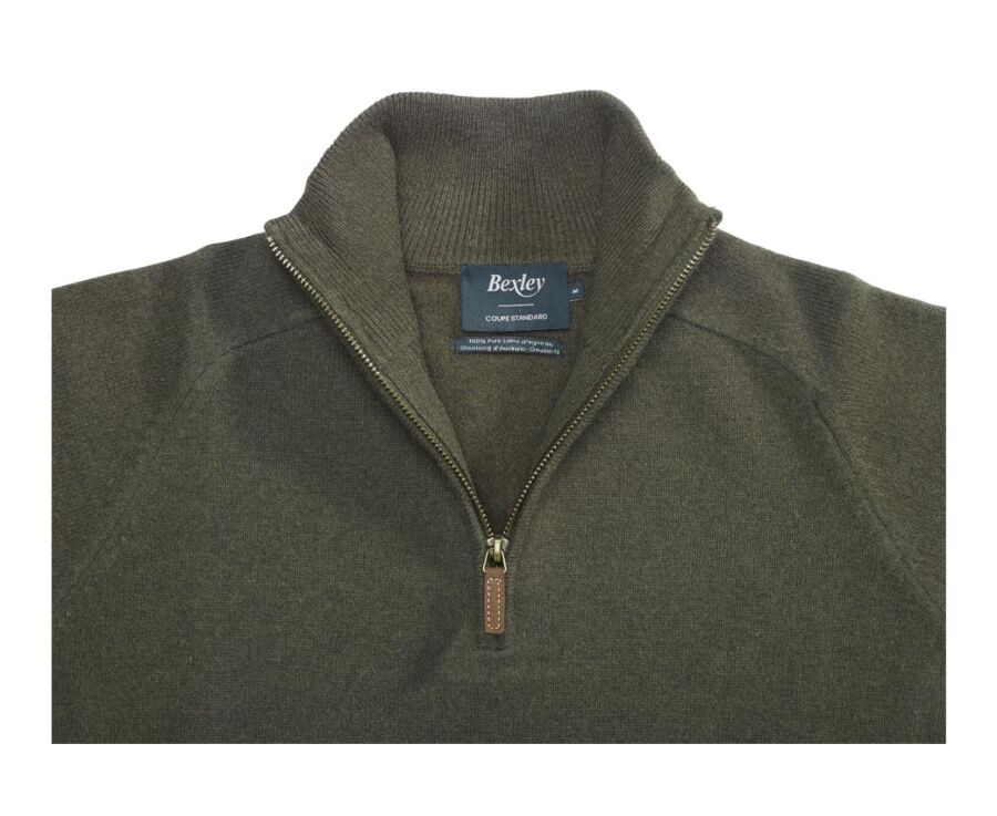 Pull homme laine col zippé Vert - KENNETH