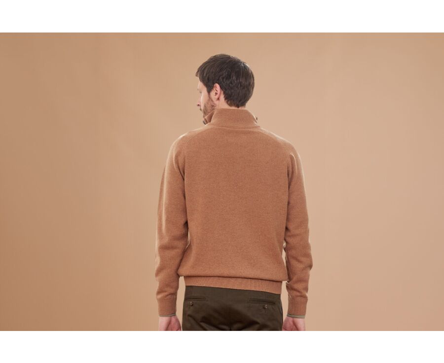 Pull col zippé homme laine Noisette Chiné - KENNETH