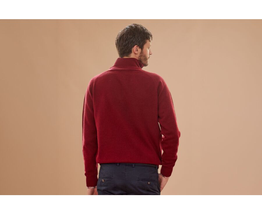 Pull homme laine col zippé Rouge Sombre - KENNETH