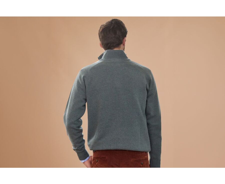 Pull homme laine col zippé Vert Chiné - KENNETH