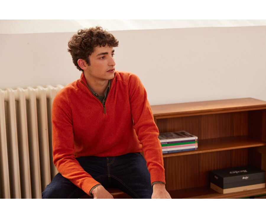 Pull homme laine col zippé Ambre - KENNETH