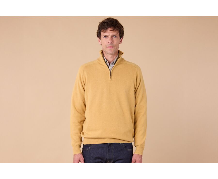 Pull homme laine col zippé - Gold Chiné - KENNETH