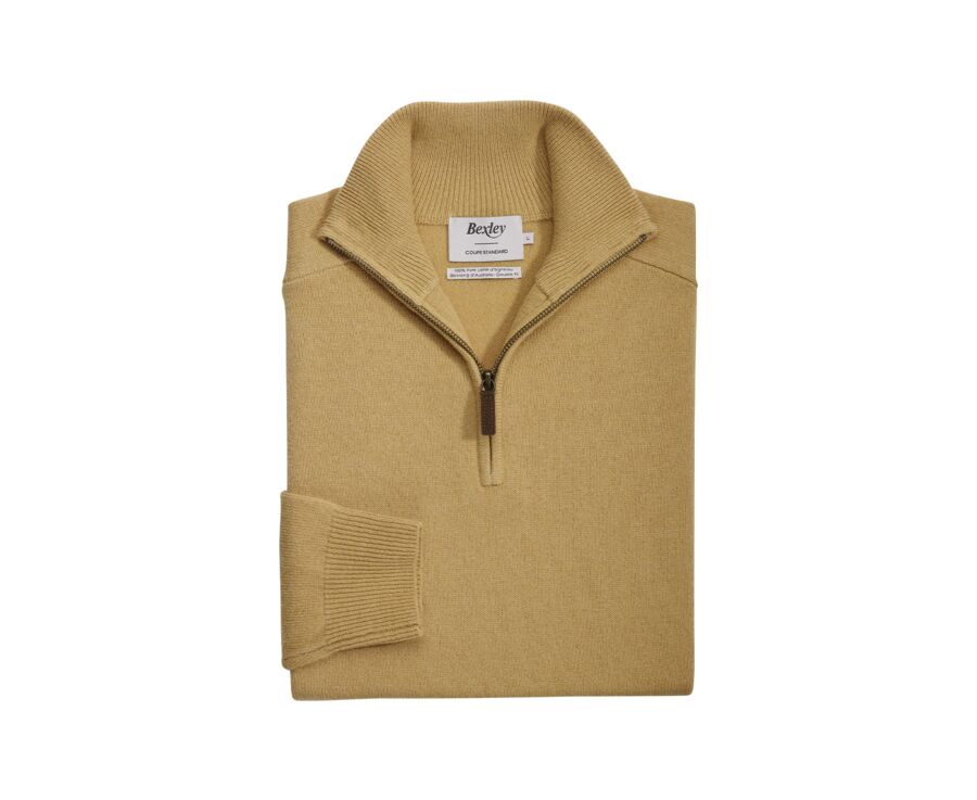 Pull homme laine col zippé - Gold Chiné - KENNETH