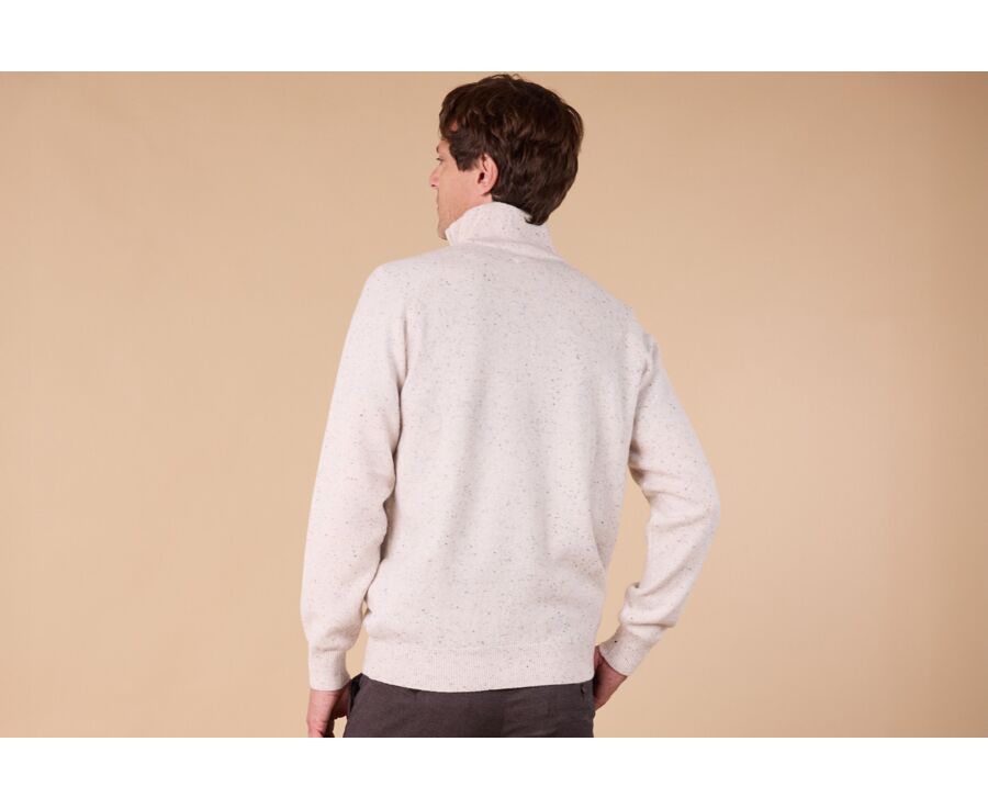 Pull homme laine col zippé - Blanc Cassé - KENNETH