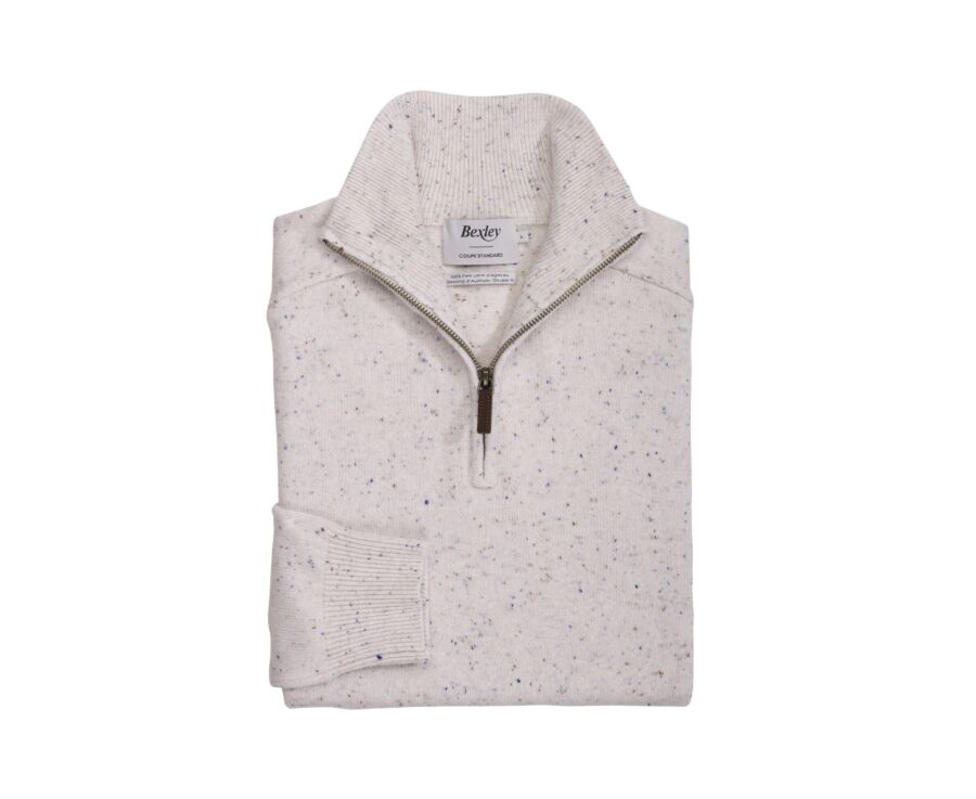 Pull homme laine col zippé - Blanc Cassé - KENNETH