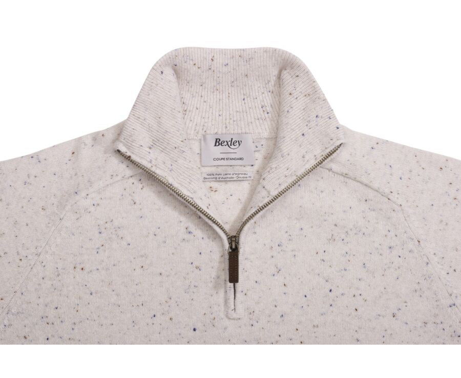 Pull homme laine col zippé - Blanc Cassé - KENNETH