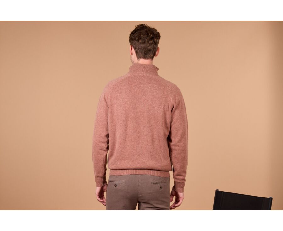 Pull homme col zippé rouille chiné en laine d'agneau - KENNETH
