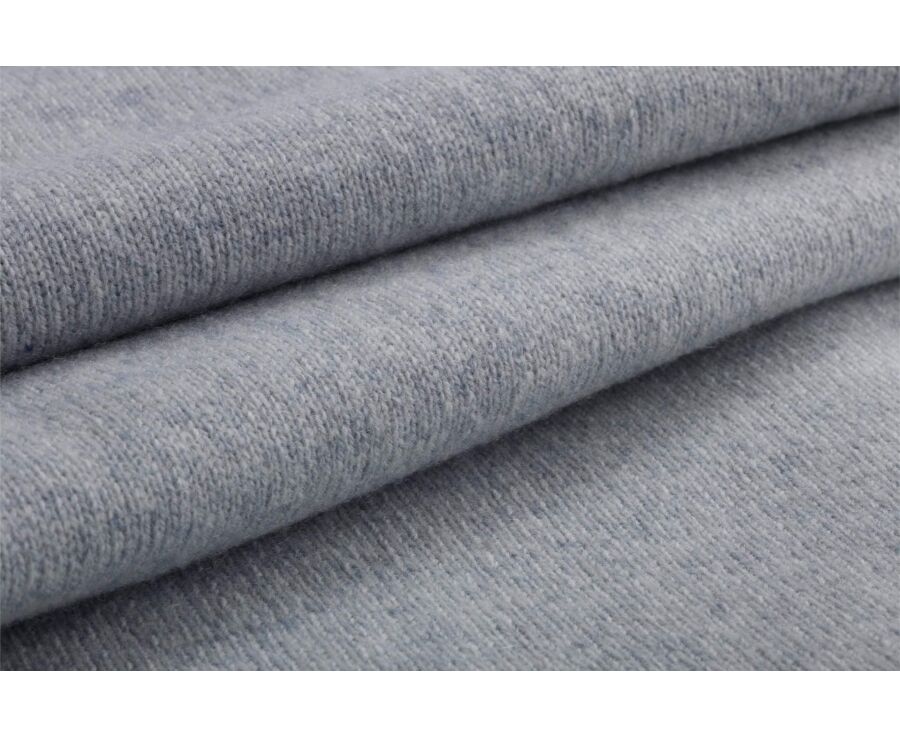 Pull homme col zippé bleu glacial chiné en laine d'agneau - KENNETH