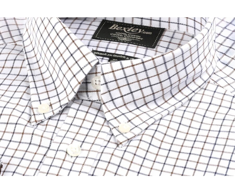 Chemise flanelle carreaux bleus et beiges - LINDSAY