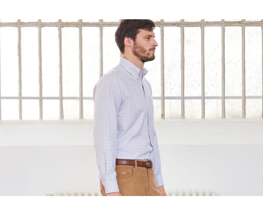 Chemise flanelle carreaux bleus et beiges - LINDSAY