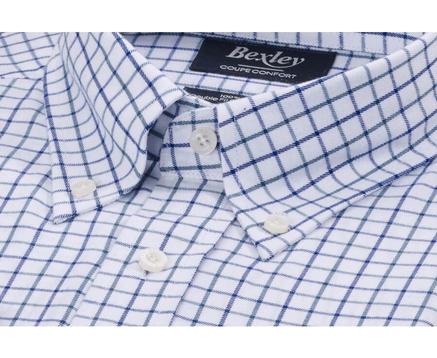 Chemise flanelle carreaux bleus et verts - LINDSAY