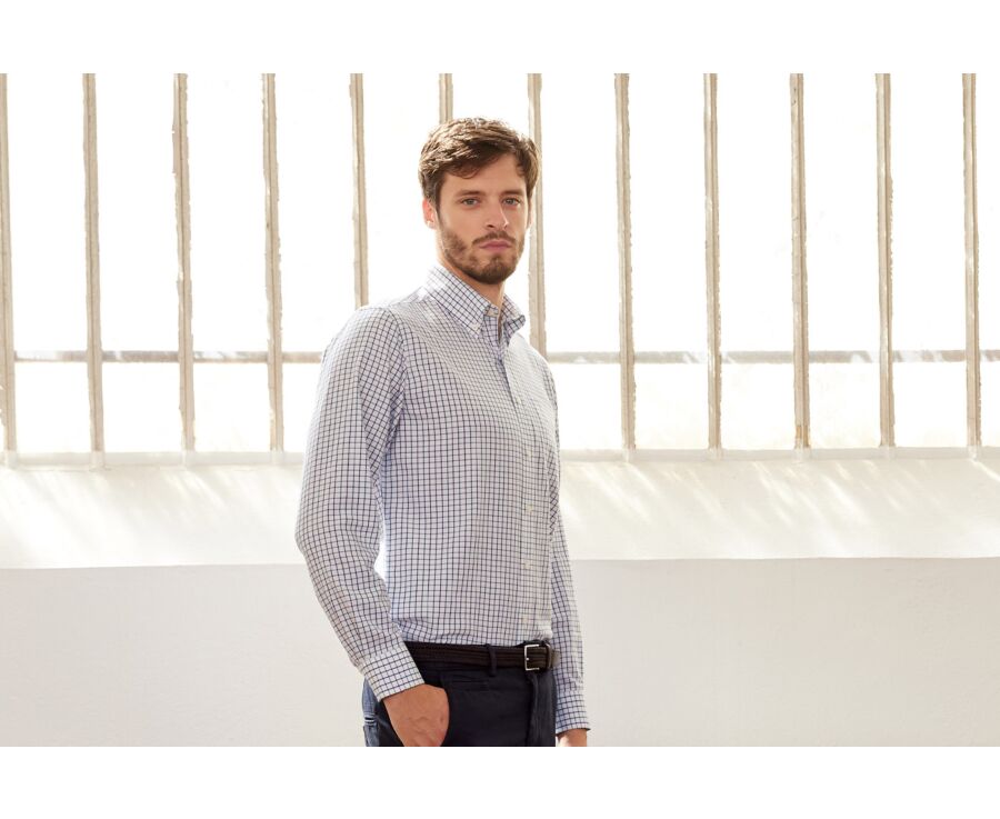 Chemise flanelle carreaux bleus et verts - LINDSAY