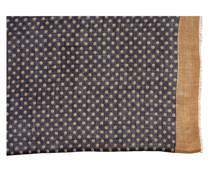 Écharpe Laine motif Navy et Fauve