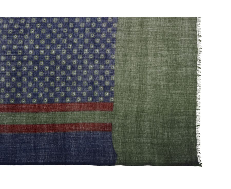 Écharpe Laine Homme Carreaux Marine Bordeaux et Vert