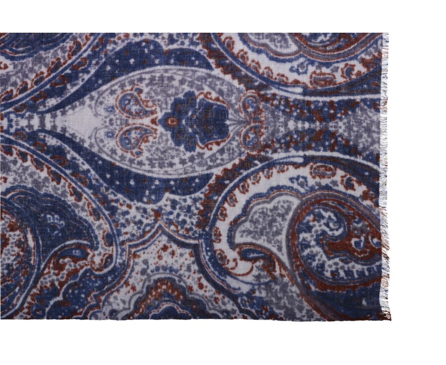 Écharpe Laine Homme Carreaux Marine Gris et Rouge