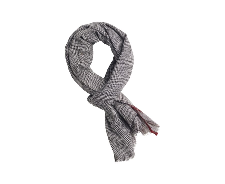 Écharpe Laine Homme Carreaux Gris et Rouge