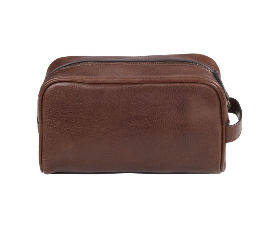 Trousse de voyage en cuir cognac
