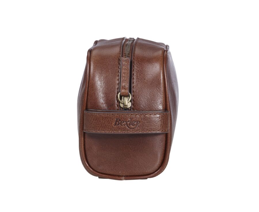 Trousse de voyage en cuir cognac