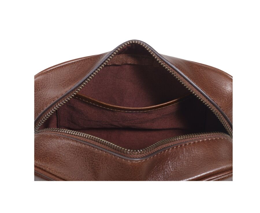 Trousse de voyage en cuir cognac