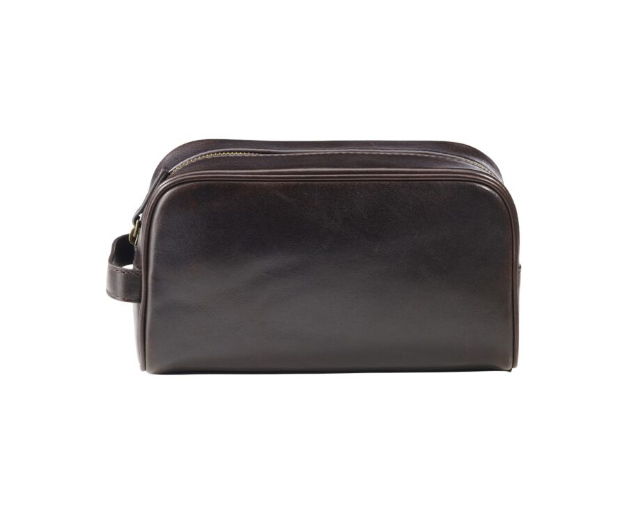Trousse de voyage en cuir Chocolat Foncé