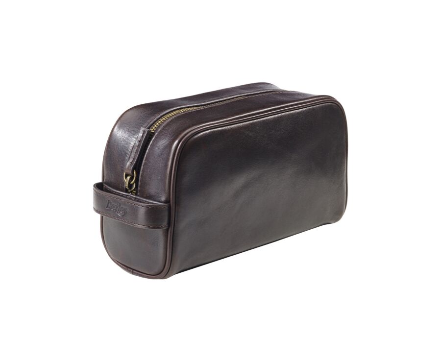 Trousse de voyage en cuir Chocolat Foncé