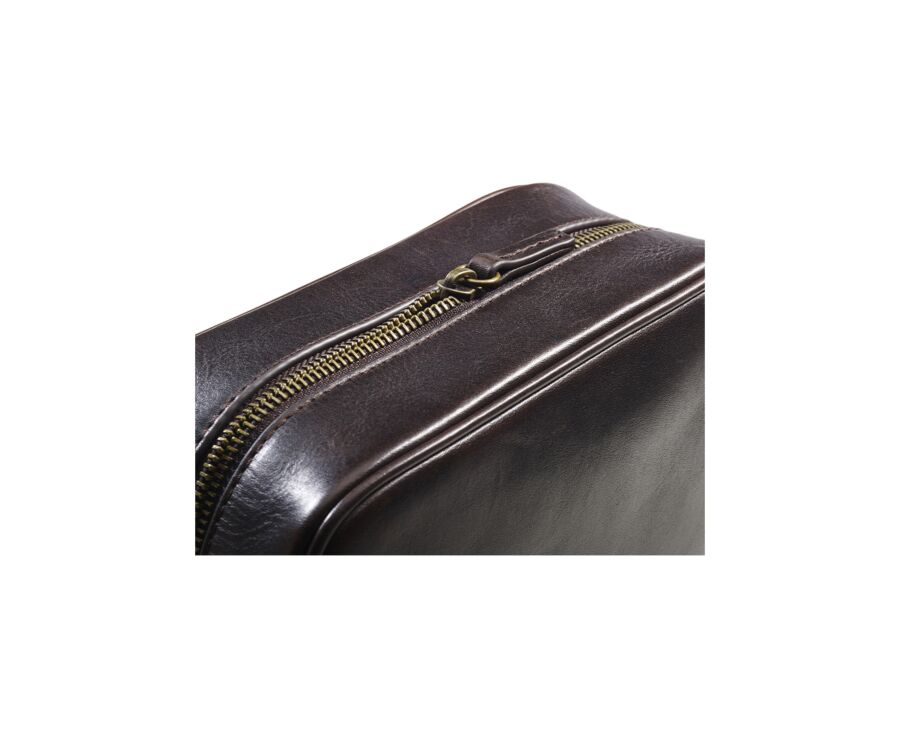 Trousse de voyage en cuir Chocolat Foncé
