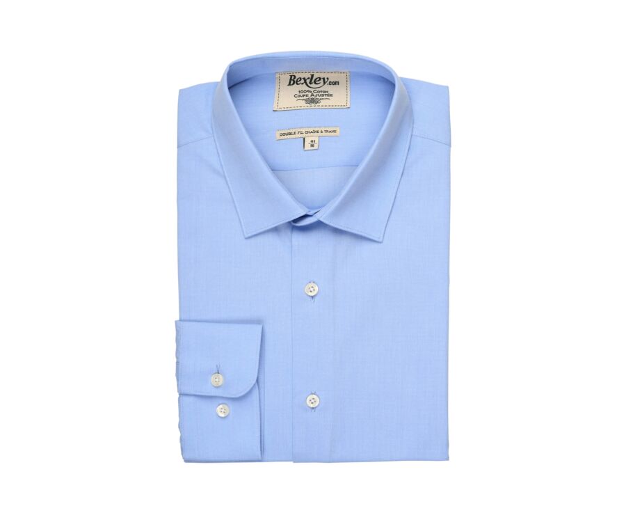 Chemise bleue 100% coton - Col français - MAXIME CLASSIC