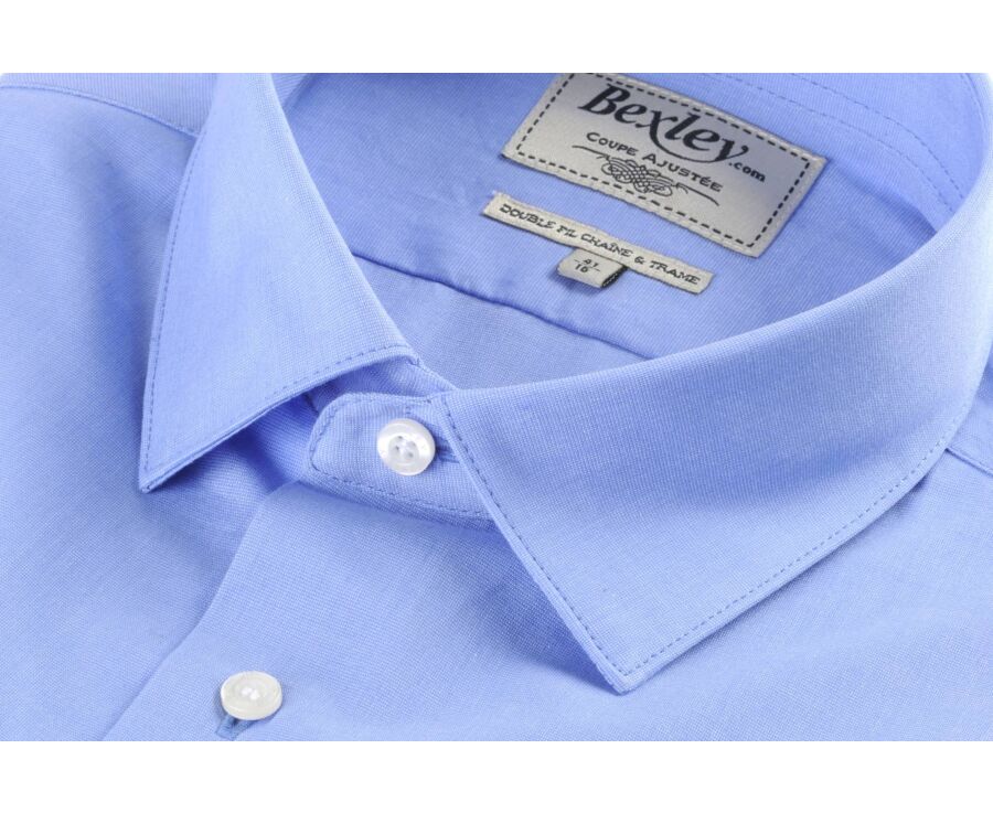 Chemise bleue 100% coton - Col français - MAXIME CLASSIC