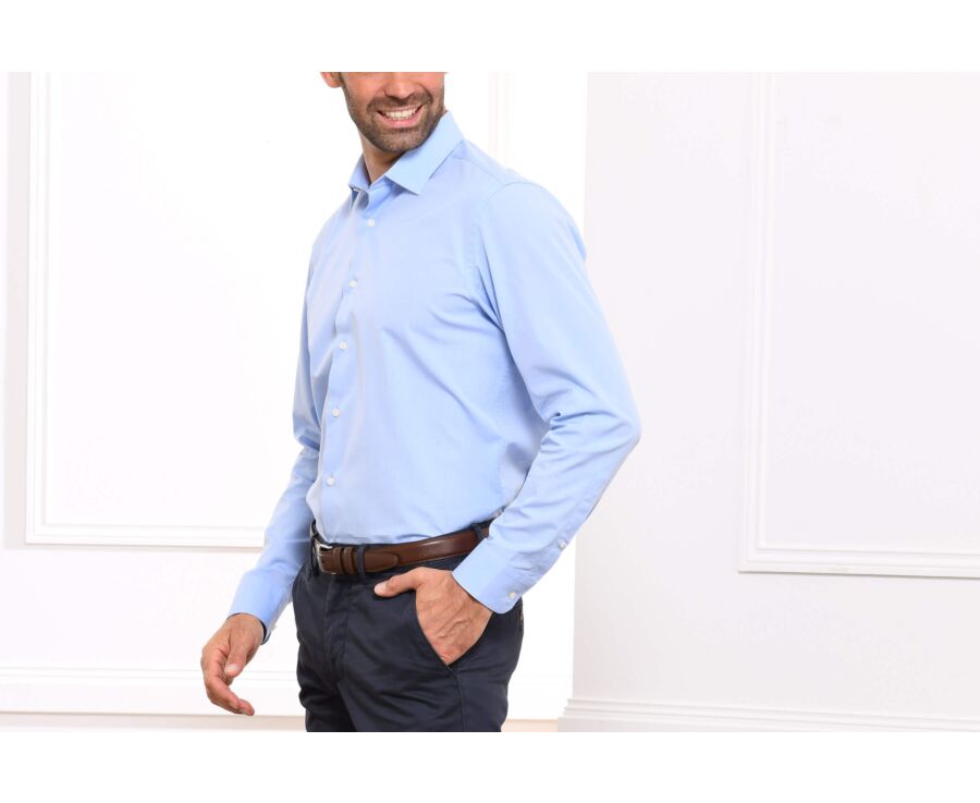 Chemise bleue 100% coton - Col français - MAXIME CLASSIC