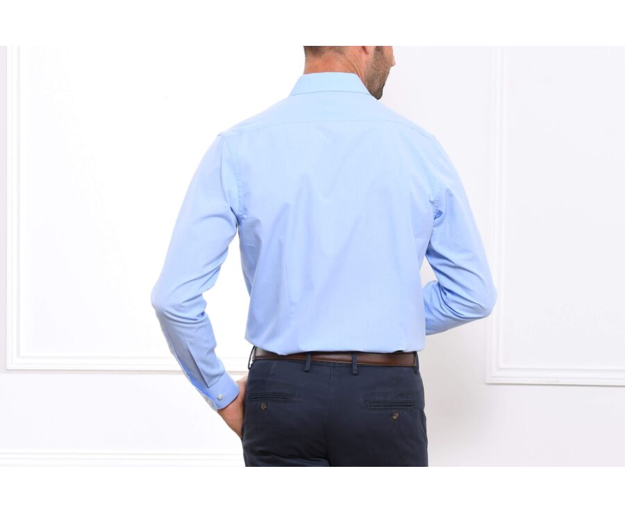 Chemise bleue 100% coton - Col français - MAXIME CLASSIC
