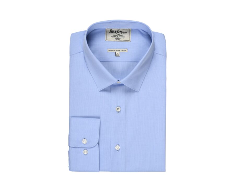 Chemise bleu ciel 100% coton - Col français - MAXIME CLASSIC